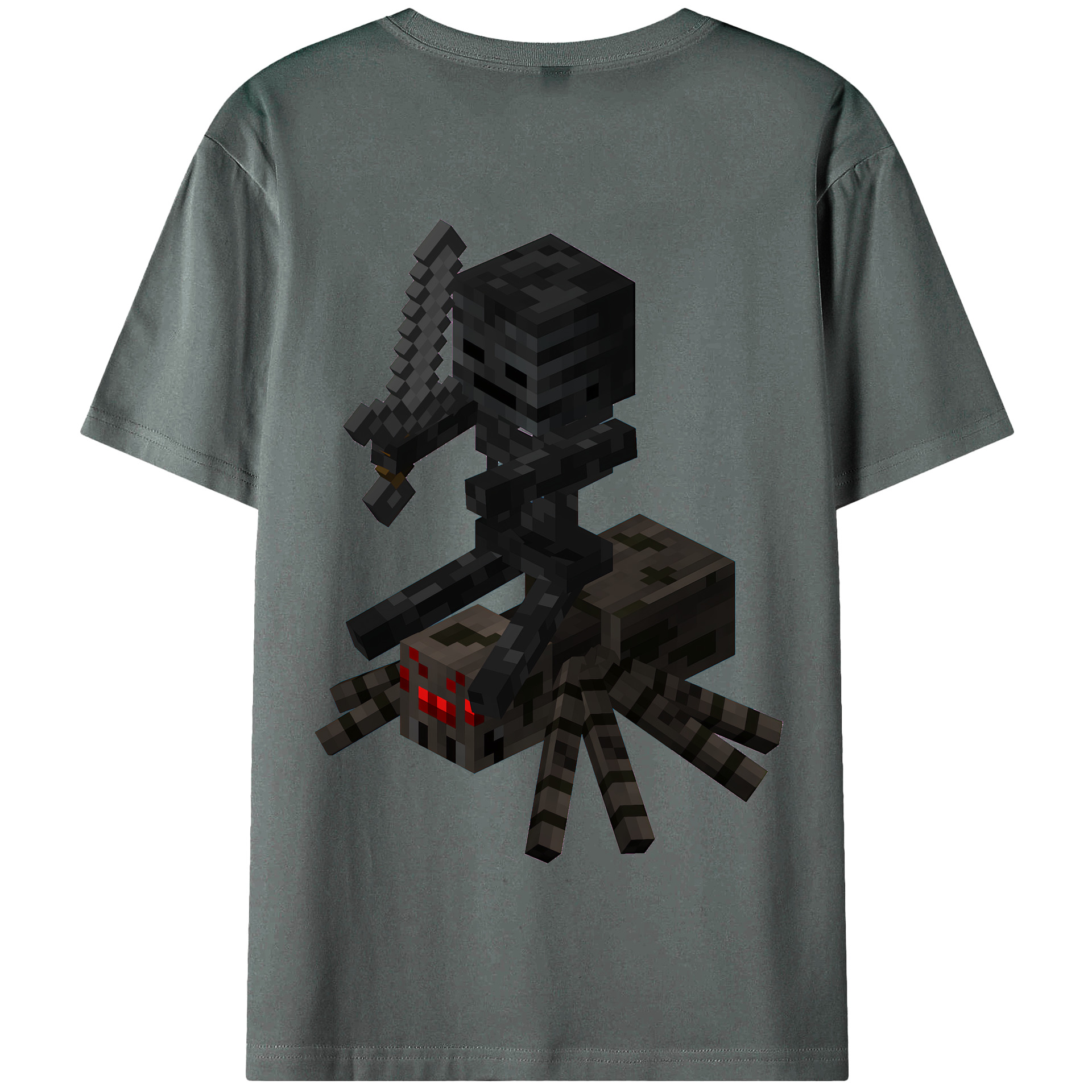 （画像用） マインクラフト ブロックの世界 Minecraft MC Block world 綿100％半袖Tシャツ（背面プリント）